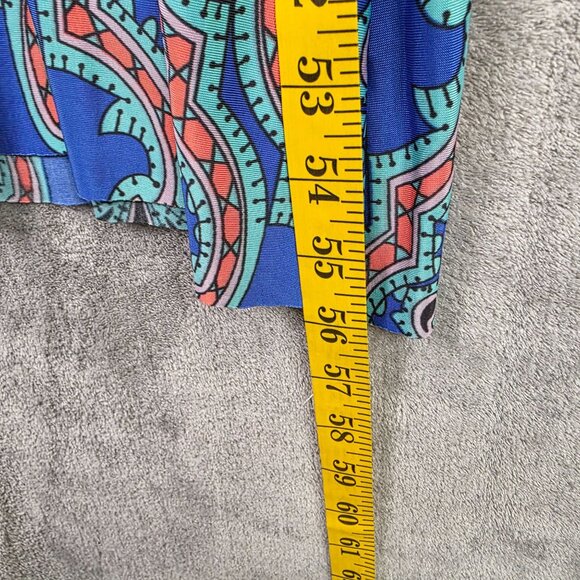 Womens Ice Silk Blue Paisley Boho Maxi Dress Sleeveless Polyester Stretch 1XL - Picture 10 of 11